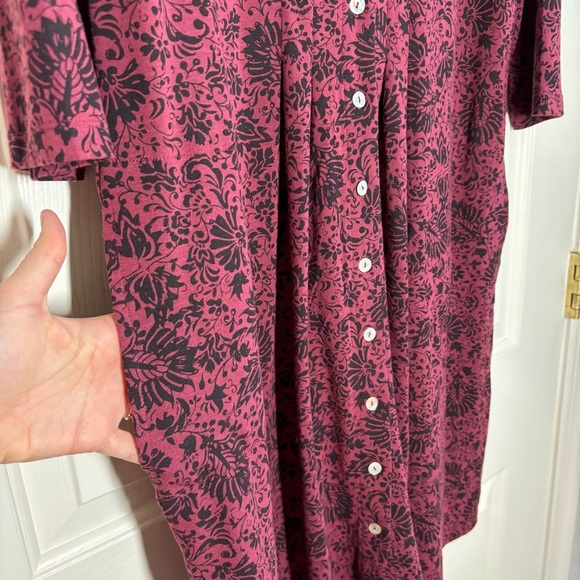 Chadwicks Midi Dress Medium Button Down Dark Romantic Burgundy Prairie Pocket - Picture 4 of 10